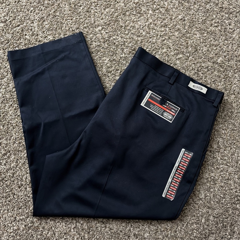 Roundtree and York 52x30 Flat Front Dress Pants Navy Men's Comfort Waist NWT